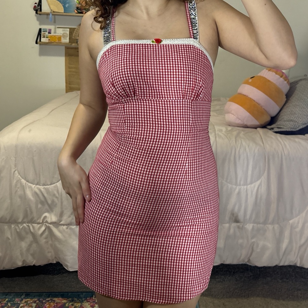 Othr Red Gingham Midi Dress
